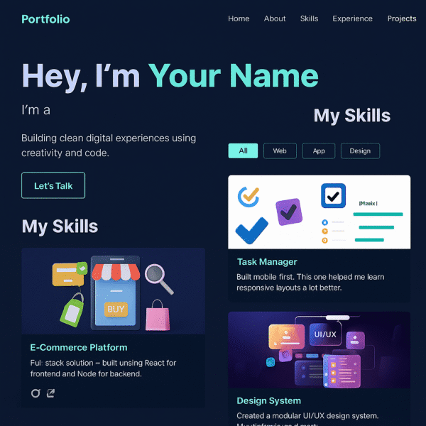 Modern Portfolio Template – Responsive & Clean Design